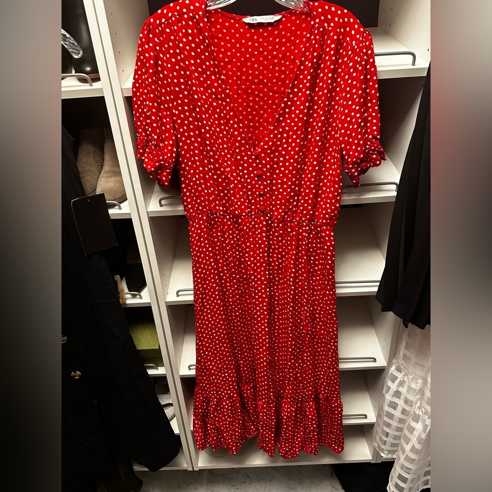 ZARA cotton red polka dot - Size L